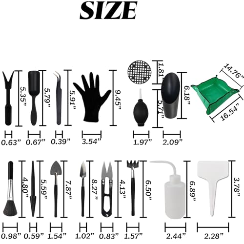 TIHOOD 30PCS/Set Mini Garden Hand Transplanting Succulent Tools Set, 19.7" Thickened Repotting Mat & Plant Tag, Miniature Planting Indoor Fairy Care, Potting, Cactus, Houseplant Bonsai Tool Kit - Image 3
