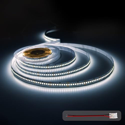 illuburg 24V Striscia LED 5m Bianco Freddo 6000K 240LEDs/m 22W/m 16500lm SMD 2835 Dimmerabile Strip Nastro LED Autoadesiva Illuminazione Decorativa