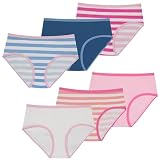 Saint Eve Kids Cotton 6 Pack Underwear Set - Soft & Breathable Brief Panties Sets for Kids, Multi-Color Everyday Essentials Comfort for Girls and Boys, Pink Rugby Stripe, 10