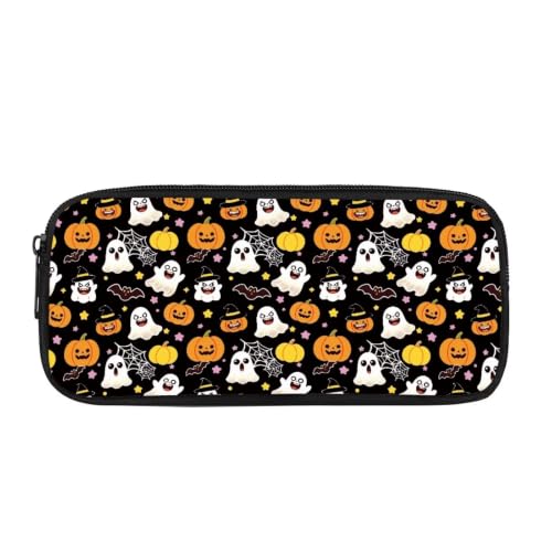 Image of Pencil Case, Pen Pouch Bag for Kids Students School Supplies | Ghost Pumpkin Pattern,polyester fabric,wear-resistant and easy to clean,zipper design gift for boys and girls