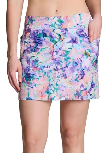 RBX Active Fashion Skort for Women, Quick Drying Flat-Front Woven Running/Tennis/Golf/Pickleball Skort with Zipper Pocket Flowy Floral Multi XS