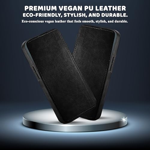 Image of Luxury Leather for OnePlus 13R Back Cover Logo Visible Vintage Ultra Slim Protective Case - Black