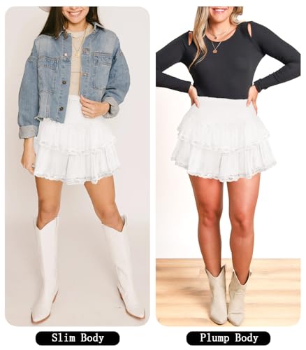 Women's Cute High Waist Ruffle Mini Skirt Layered Ruffle Hem Flared Flowy Casual Swing Beach Mini Short Skirt4