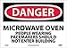 NMC D408PB OSHA Sign, Legend "DANGER - MICROWAVE OVEN PEOPLE WEARING PACEMAKERS...", 14" Length x 10" Height, Pressure Sensitive Vinyl, Black/Red on White