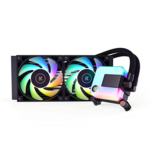 EK AIO 240mm, D-RGB All-in-One CPU Cooler with EK-Vardar High-Performance PMW Fans, Water Cooling Computer Parts, 120mm Fan, Intel 115X/1200/2066, AMD AM4