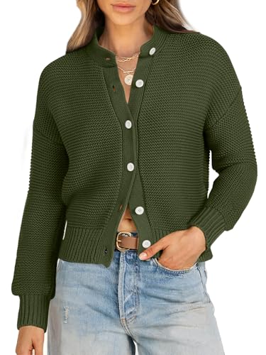 Caracilia Cardigan Sweaters for Women Cropped Open Front Tweed Knit Button Down Dressy Casual Jacket 2025 Spring Outwear