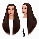 Hairginkgo Mannequin Head 26'-28' Synthetic Fiber Training Head Braiding Head Hair Styling Manikin Cosmetology Doll Head Hairdresser Training Model for Cutting Braiding Practice with Clamp 92022LB0420