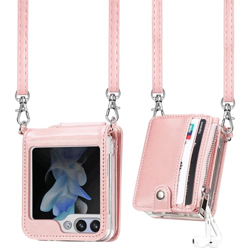Coque Galaxy Z Flip 6 anti-perte avec bandoulière et rangement cartes sécurisé