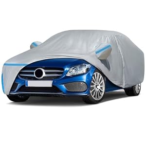 Car Cover for 2008-2026 Mercedes Benz C-Class C300 C350 C400 C450 C63 AMG, Waterproof Custom-fit All Weather Sun Rain UV Dust Snow Protection Outdoor Car Cover with Door Zipper and Cotton Lining