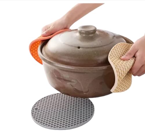 Kit 4 Unidades Descanso De Panela De Silicone Redondo Colors Para Panelas Quentes Resistente Flexíve