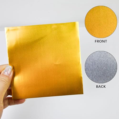 15pcs Gold Craft Foil Sheets, Gold Foil Sheets for Embossing, Decorative Metal Sheet Embossing Tools for Painting Gilding Crafting Decoration,with 2 Rolls Wire, Engraving Tools, Artwork Making Kit