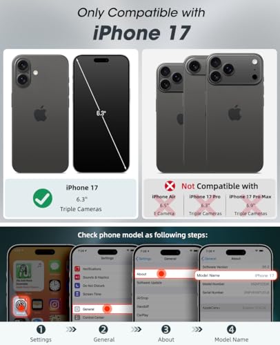 OCASE for iPhone 17 Crossbody Wallet Case - Stylish PU Leather Handbag Phone Purse with Zipper Closure, 10 Card Slots & RFID Blocking - Wrist Strap, Lanyard, Kickstand - Diamond Check Black
