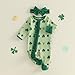 Foidiccx Baby Girl St Patricks Day Outfit Shamrock Bow Long Sleeve Zipper Footie Infant Romper Jumpsuit Irish Waffle Clothes (Clover Green, 0-3 Months)