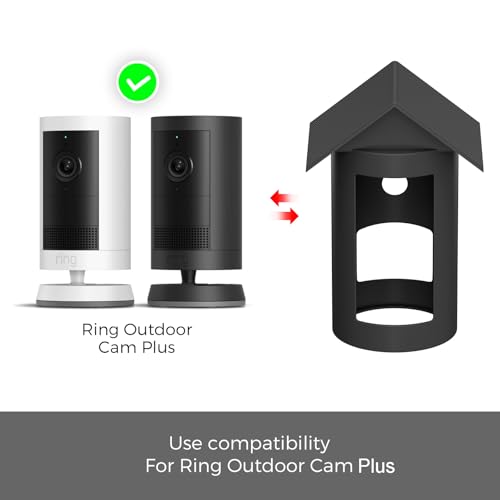honecumi Ring Outdoor Cam Plus 2025 siliconen hoes – weerbestendige cover met zonneklep, uv-bestendig en stofdicht, anti-glare camerabeschermhoes voor Ring Outdoor Cam Plus Battery, zwart - Afbeelding 5