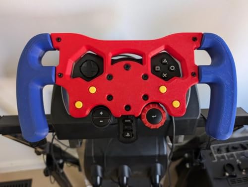 F1 Racing Wheel Mod Kit for Logitech G29 G920 G923, Professional Simulator Upgrade, Ergonomic Controls &amp; Quick-Install Bracket, Gift for Sim Racer or Motorsports Enthusiast (Blue+red)