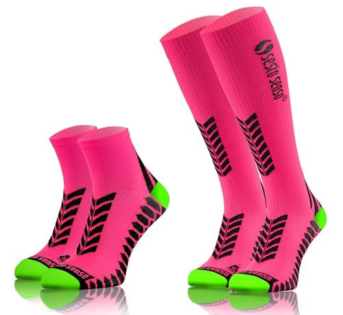 sesto senso 2 Paar Sneaker Laufsocken Rosa und Kompressionsstrümpfe...