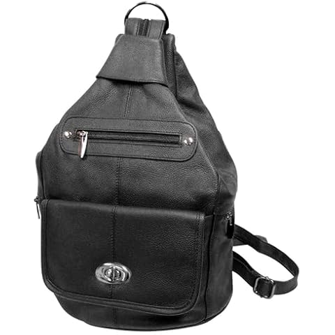 Silver Fever SILVERFEVER Women's Medium Backpacks Genuine Leather Backpack Purse Sling Organizer (Black B) Cover