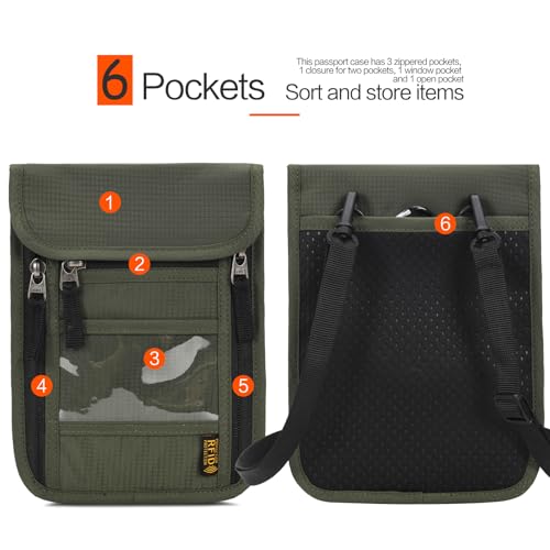 Image of Neck Wallet Lightweight RFID Blocking Waterproof Travel Pouch Passport Wallets for Women Men