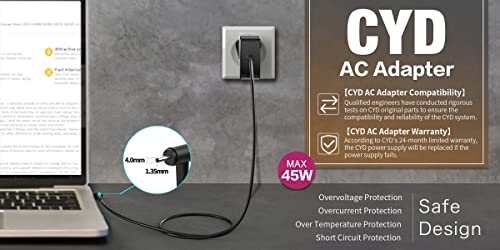Cyd 45W Laptop Charger Compatible For Asus Power Supply Ux360C Ux360Ua Ux360Ca X553M X540Sa X540S X540L X540La X541Ua Q302L Q302 Q302L Q302La Q504Ua X201E X202E X540S X540L X541Ua X540Sa Power Adapter #TOP5