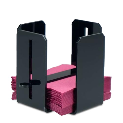 Servilletero de Mesa de Metacrilato Negro | Porta Servilletas 11,5x11,5 cm | Servilleteros Individuales Ideales para Hostelería y Bar (1, Negro con Tope)