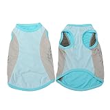 RIOSTUDIO クールベスト犬 水で濡らす 冷却ベスト小中大型犬（S～11XLサイズ）冷感犬服 犬の服 夏用 柴犬 無地タンクトップ メッシュ 接触冷感 ひんやり クール 反射機能 暑さ対策 犬 服 春 夏 小型犬 中型犬 大型犬 ツートン色 (①ミルキーブルー,M)