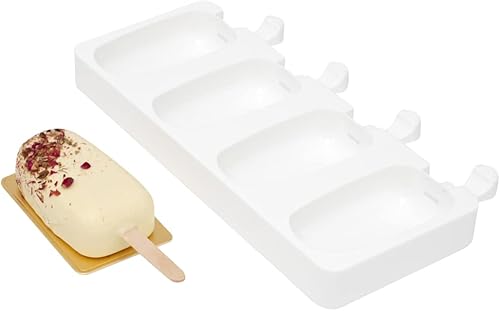 Miniatura 27 de Pastry Tek - Molde cuadrado para magdalenas con 8 cavidades, 1 molde cuadrado listo para horno, flexible, congelable, silicona blanca Petit Four
