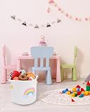 Zaxiva Aufbewahrungskorb Kinder mit Griffen, Wäschekorb Gewebter Baumwollseilkorb mit Stickerei Buntes Regenbogen-Dekor, Aufbewahrung für Organisieren von Kleidung, Badezimmer, Spielzeug(30x30cm)