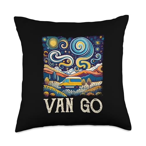 Van Life Vintage Van Dwellers Retro Vanlife Nomads Throw Pillow
