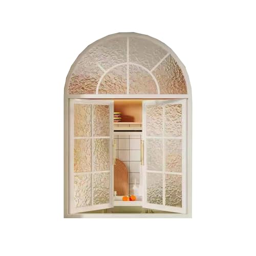 Image of Vintage Iron Arched French Casement Window - 60x100cm White - Ideal for Dining Kitchen Loft Bedrooms - Stylish Design Durable Construction Elegant Home Decor