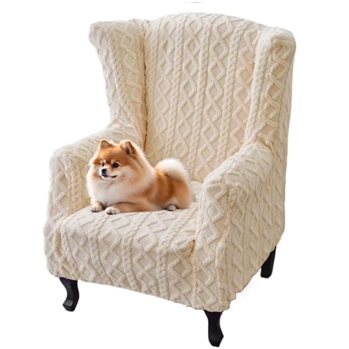 Ouxeer Wingback Chair Slipcover Stretch Spandex Wingback Chair Covers Jacquard