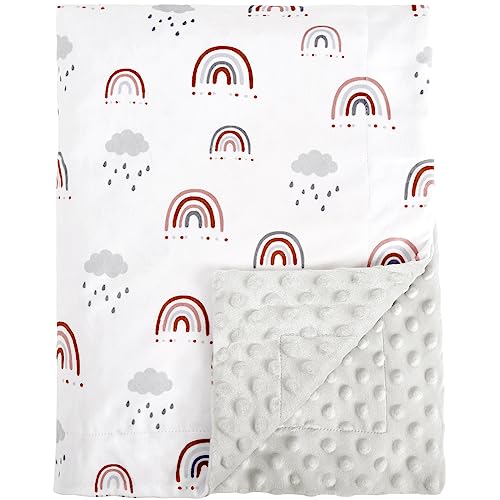 Image of david's kids Micro Fleece Minky Baby Blanket for Boys Girls with Double Layer and Soothing Raised Dots, Breathable and Soft Lightweight Receiving Blanket for Newborns, 50x60 Inches, Rainbow