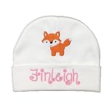 Custom Baby Girls hat with Embroidered Fox, Custom Preemie Girl hat, Custom Newborn Girl hat, Baby G