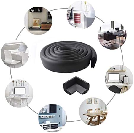 Vicloon Edge Protectors , 2 M Foam Safety Strip and 4 Corner Cushion Protector Set, Edge Corner Guards for Baby (Black)