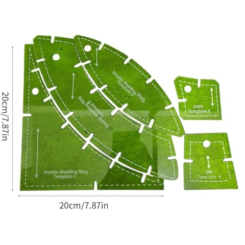 5X Double Wedding Ring Quilt Templates, New Multifunctional Reusable Quilting Gauge Tool, Quilting Ruler Templates Sewing Pattern Tools, Wedding Ring Set Template for Crafting (Green)