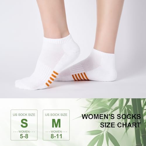 Ankle Socks for Women, 6/12 Pairs Bamboo Viscose Breathable Cushioned Moisture Wicking Athletic Running Casual Low Cut Socks, 6 Multicolored White 8-11 — view 8