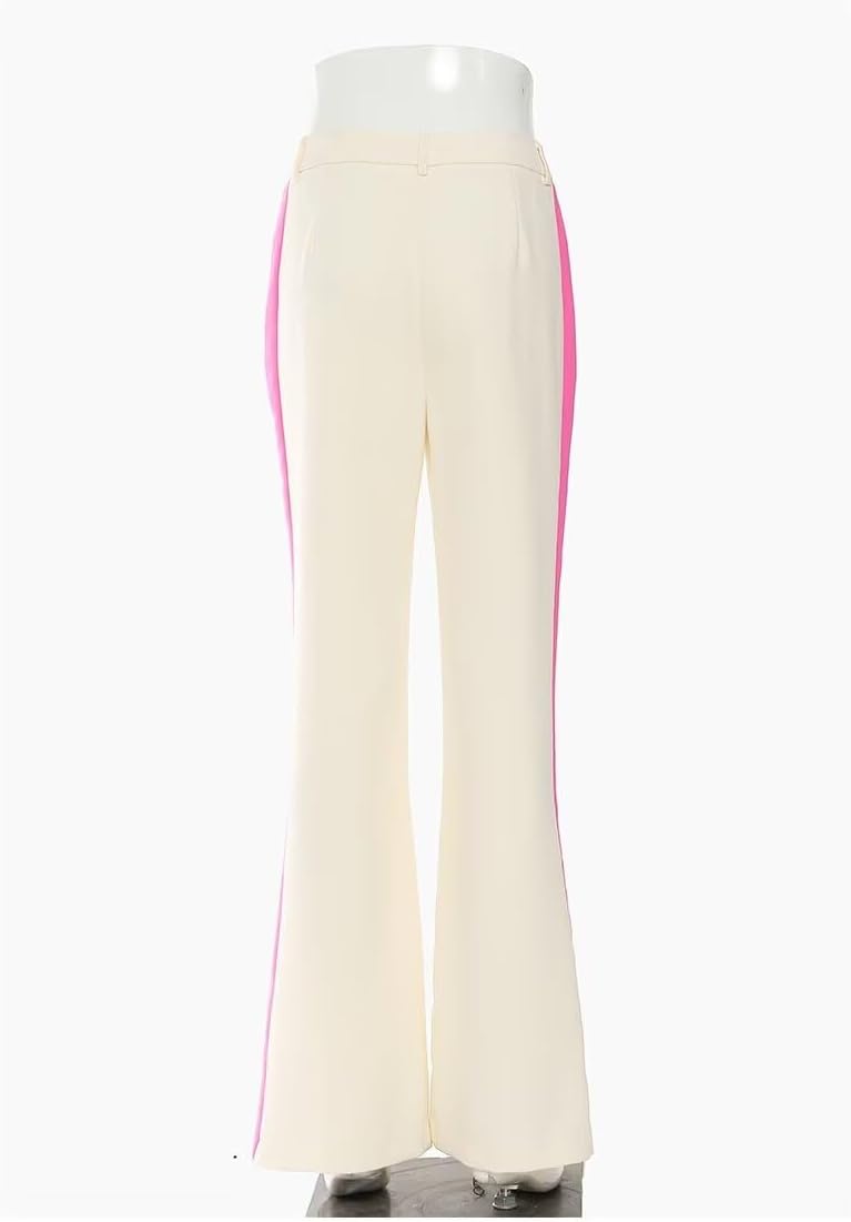 Women's Match Color Suit One Button Jacket and Wide Leg Pants 2 Piece Tuxedos Outfit