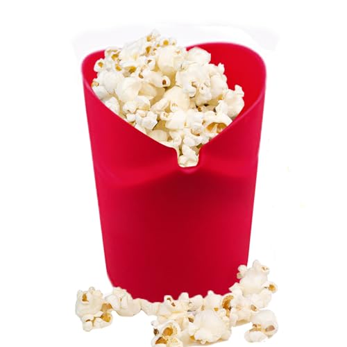 Image of Fglmctsh The Original Microwave Popcorn Popper, Silicone Popcorn Maker Collapsible Bowl BPA -Free, Hot Air Popcorn Maker, No Oil Required (Red, 1)