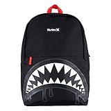 Hurley Kids' One and Only Backpack, Black Shark Bite, Large