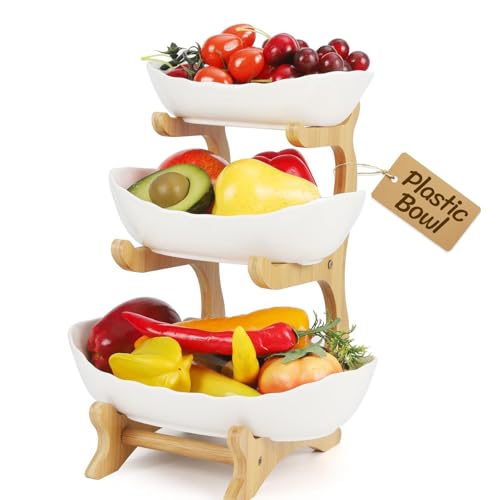 Obst-Etagere-Obstschale-3-Stoeckig-Platzsparendes-Obstkorb-Etagere-fuer-die-Familie-Obstschale-Modern-mit-Hoelzernen-Staender-fuer-Gemuese-Obst-Snacks