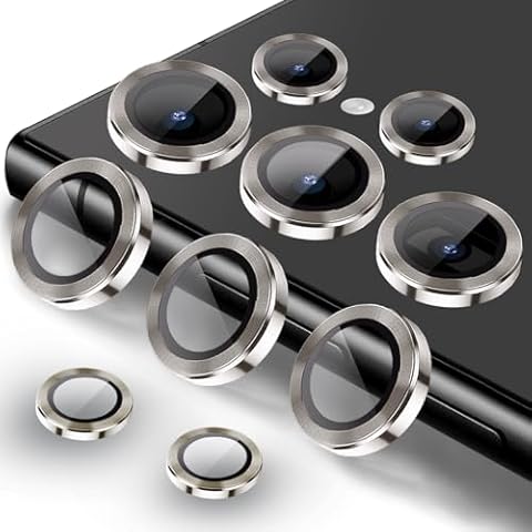 TIUYAO Camera Lens Protector for Samsung Galaxy S24 Ultra, Tempered Glass Aluminum Alloy Ring Lens Cover with [Installation Tray] [Removal tool] Fit for Samsung Galaxy S24 Ultra(Gold) Cover