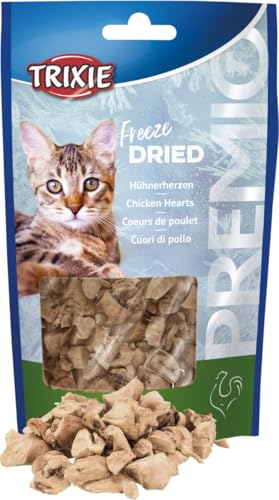 Trixie Premio Freeze Dried Hühnerherzen | 3er Pack | 3 x 25 g | Monoprotein-Snack für Katzen | 100% Hühnerherzen | Gefriergetrocknet, geschmacksintensiv und proteinreich