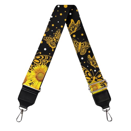 Image of GLENLCWE Sunflower Butterfly Print Purse Strap Wide Shoulder Strap Adjustable Replacement Belt for Crossbody Bag