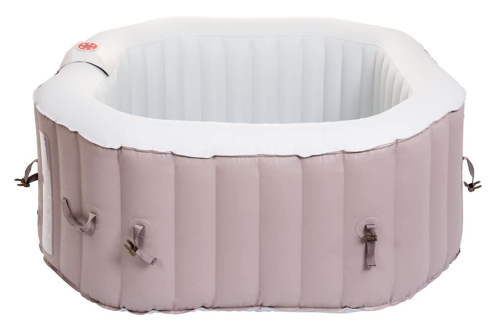 Belatrix Luxury 125 - Vasca idromassaggio portatile (gonfiabile), colore beige, set con base e copertura termica