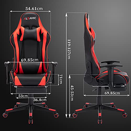 ALEAVIC-Silla-GamerSilla-Gaming-con-ReposapiesSilla-de-Oficina-Ergonomica-Silla-Racing-con-Respaldo-AltoRojo