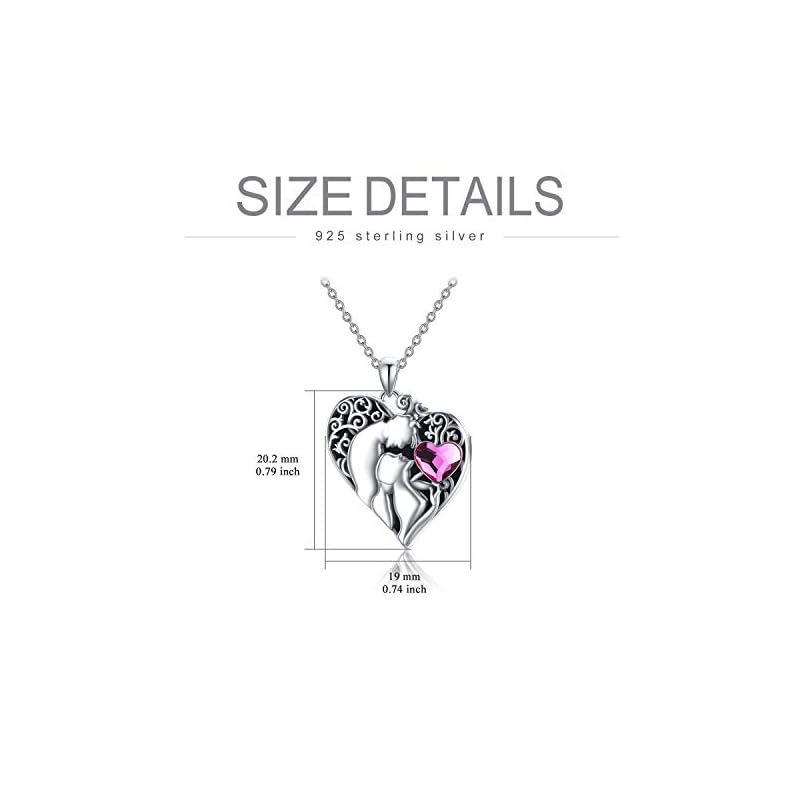 AOBOCO Heart Locket Necklace That Hold Pictures Photo 925 Sterling Silver Personalized Engraved Custom Memorial Locket Necklace with Pink Heart Crystal Jewelry Gift for Women Her - Image 6