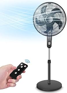Pedestal Fan - Oscillating Standing Fan with Remote Control, Large Stand Up Fan,Powerful