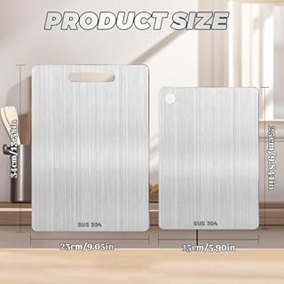 2 Pezzi Tagliere in Titanio e Acciaio Inox 304, Fronte-Retro per Uso Alimentare - Facile da Pulire, Resistente alla Muffa per Carne, Pane, Verdure e Frutta