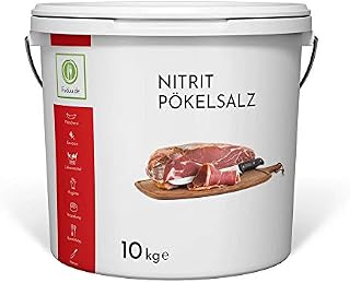 Fuduu.de - sól azotynowa 10 kg | Wysokiej jakości czysta sól peklowa do produkcji produktów mięsnych i kiełbasy - sól NPS 0,4%-0,5% azotan sodu | dostarczana w praktycznym wiaderku 10 kg
