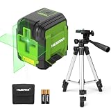 Laser Level with 26in Tripod, HUEPAR 98Ft Self Leveling Laser Level Green Line Laser Cross Line Laser Leveler Tool for Picture Hanging, Home Renovation, Indoor Project, Battery&Carrying Bag Included