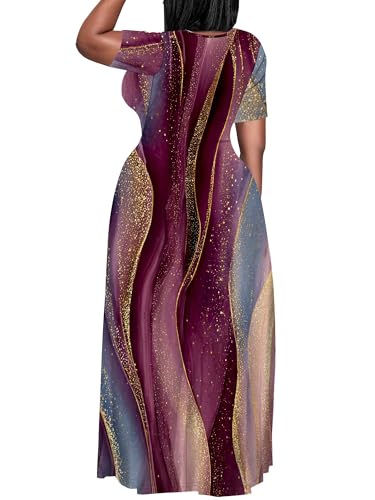 Image of Plus Size Maxi Dresses for Curvy Women T-Shirt Summer Sun Dresses Loose Fit